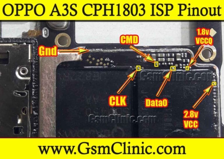 OPPO A3S ISP Pinout | OPPO A3S CPH1803 ISP Pinout » Www.GsmClinic.com